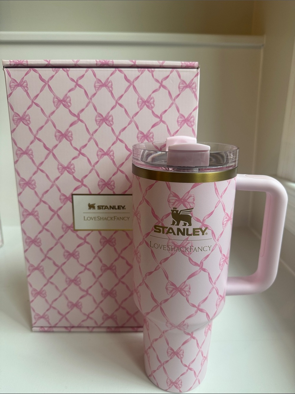 LoveShackFancy Pink Bow Stanley Tumbler